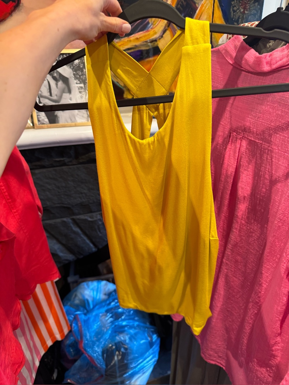 Silence and noise yellow backless adjustable stretchy high neck top - Picture 7 of 10